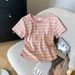 Women's Clothing Women's Round Neck Striped Color Block T-Shirt Short-Sleeved High-End Summer Design For Formal & Casual For Women_ecoleips.com