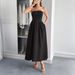 Elegant Strapless A‑Line Long Dress Women Wedding Guest Party Vacation Wear_ecoleips.com