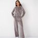 Women's Clothing Fashion Casual Solid Color Zipper Cardigan Silver Fox Fleece Sweatshirt Lace Up Pants Two Piece Set_ecoleips.com