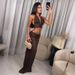 Deep V Halter Tie-Front Top With Sequin Low-Waist Skirt Set - Women's Sexy Evening Outfit Sensational Deep V Halter Neckline_ecoleips.com