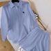 Women's Linen Pajama Set, Lightweight 2 Piece Button-Down Shirt & Shorts, Breathable Casual Loungewear With Embroidery, For Sleepwear & Daily Home Wea_ecoleips.com