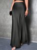 Elegant High-Waisted Satin Skirt for plus Size Women Solid Color European American Style Cross-Border Trade Fashion_ecoleips.com