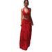 Women's Clothing Women's Sexy V Neck Ruffled Halter Neck Strap Twisted Long Dress Two Piece Set Style Hot Selling_ecoleips.com