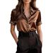 Leopard Print Color Block Satin Shirt for Women Elegant Versatile England Style Blouse Independent Store Spring/Autumn Summer_ecoleips.com