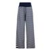 Autumn Winter Striped Loose Comfortable Long American-style Blue And White Drawstring Elastic Casual Pants, Stylish_ecoleips.com