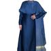 LY01 Women's Muslim Clothing Abaya Solid Color Rhinestone Shawl Two-Piece Set Long Robe_ecoleips.com