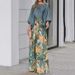Women's Clothing Summer Suit Lantern Sleeve Loose Top Printed Wide Leg Pants Two Piece Suit_ecoleips.com
