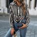 Women's Classic Stripe Lapel Long Sleeve Blouse Open Front Timeless Design Top_ecoleips.com