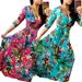 Women's Clothing Sexy V-Neck Print Floor Length Dress Plus Size Bohemian Casual Style For Women Summer Dress_ecoleips.com