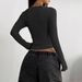 Women's Ribbed Knit Sweater – Slim Fit V-Neck Long Sleeve Top (Stretchy Polyester Blend, Soft Layering Essential, Fall/Winter Fashion)_ecoleips.com