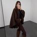 Women's Winter Elegant Style Solid Color Waist Cinching Woolen Cape Coat Mid Length European American_ecoleips.com