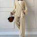Women’s Clothing Autumn New Women's Clothing Solid Color Lace Cardigan Top Versatile Trousers Two Piece Set_ecoleips.com