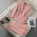 Women's Clothing Women's Suit Sets - Professional Blazer & Pants Outfit For Office, Interview, Host | Stretch Polyester | Black/White/Pink_ecoleips.com