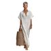 Women's Loose Fit Batwing Sleeve Polo Neck Maxi Dress – Casual Minimalist Spring Summer Gown 2026_ecoleips.com