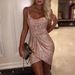 Women's Clothing New Round Neck Mid Length Sequined Sleeveless Fashionable Sexy Off Shoulder Belt Dress_ecoleips.com
