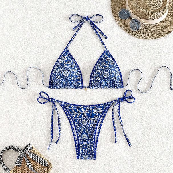 Women's Clothing Printed Lace-up Sexy Bikini Beach Swimsuit For Women_ecoleips.com