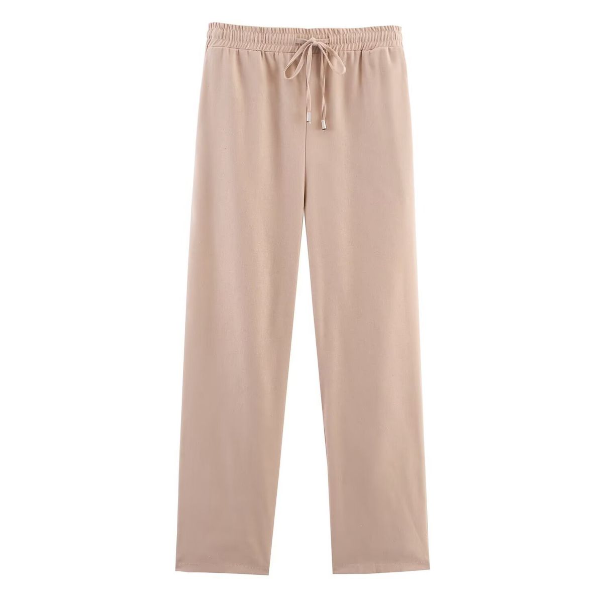 Women's Casual Straight Leg Pants Summer New Arrival Simple Versatile Linen Blend High Waist Mid-Length Trousers_ecoleips.com