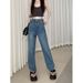 High-waisted Straight-leg Jeans Women, Spring/summer 2024 New Style, Plus-size, Slimming Narrow Version For Pear-shaped_ecoleips.com