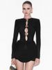 Mozision Hollow Out Long Sleeve Sexy Mini Dress Women Autumn Winter Button O Neck High Waist Ruched Club Party Dresses Elegant_ecoleips.com