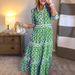 Women's Clothing Spring And Summer Geometric Print Round Neck Long Skirt Dress_ecoleips.com
