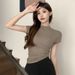 Pure Desire Wind Semi-turtleneck Short-sleeved T-shirt Women's 2025 Summer Slim-fitting And Thin Bottoming Shirt With Top Inside_ecoleips.com