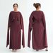 Voya Robe Longue À Capuche Manches Cape Avec Bordure Perles – Abaya Musulmane Mode Modeste Femme (Bordeaux)_ecoleips.com