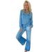 Women's Casual Fashion Elastic Loose Denim Two Piece Set European American Style Microfiber Outerwear_ecoleips.com