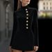 Women's Elegant Slim Fit Dress Autumn Solid Color Stand Collar Single Breasted Short Sleeve_ecoleips.com