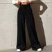 Solid Color High-Waisted Drawstring Women's Fall/Winter 2024 New European And American Style Loose Straight Pants_ecoleips.com