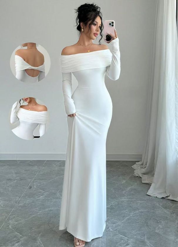 K One Shoulder Fashionable Slim Fit Temperament Socialite Sexy Hip Hugging Dress Women's Clothing_ecoleips.com