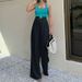 Women's Clothing High-Waisted Straight Leg Trousers Fashion Autumn Style Casual Solid Color American Design Bottoms_ecoleips.com