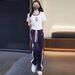 Summer Fashion Casual Women's Two Piece Set Reducing Slimming Wide Leg Pants Short Sleeve T-Shirt Age New Style Suit 2026_ecoleips.com