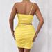 New Cross-border Foreign Trade Women's Clothing, European And American Fashion One-shoulder Ruched Dress, Solid Color_ecoleips.com
