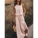 Women's Clothing Summer New Women's Round Neck Sleeveless Dress Slit Multi Color Solid Color Long Skirt_ecoleips.com