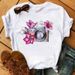 European And American Cross-border Foreign Trade Wholesale Clothing Butterfly Floral Round Neck Plus Size Short-sleeve_ecoleips.com