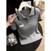Preppy Korean Style Color Block Knit Top For Women Slimming Curvy Fit Short Sleeve Collared Plus Size Summer New_ecoleips.com