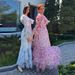 Women's Clothing V Neck Ruffled Long Sleeved Elegant Floral Dress_ecoleips.com