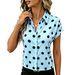 Women's Loose Fit Slimming Polka Dot Short Sleeve Shirt Blouse New Arrival Clothing_ecoleips.com