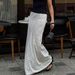 Talenza White Polka Dot Skirt Elegant Fashion Contrast Slim High Waist Patchwork Skirts Luxury New Party Women's Y2k Maxi Skirt_ecoleips.com