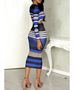 FM6007 2025 Women's Blue Striped Skirt Set Nightclub_ecoleips.com