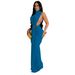 K Women's Dress Solid Color Sexy Side Split Sleeveless Fashion Dress_ecoleips.com