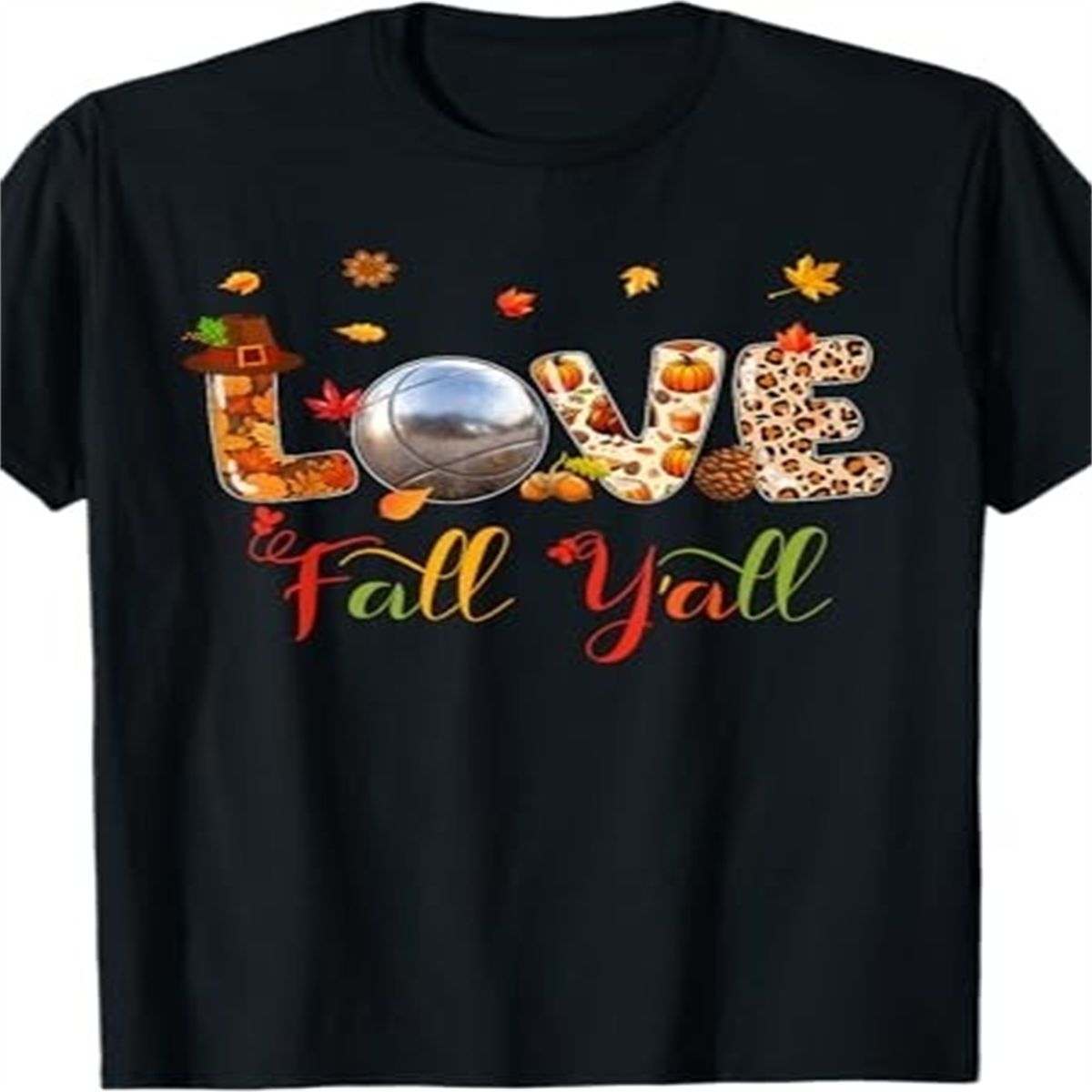 Fall Y'all Thanksgiving Petanque Player Costume Colorful T-Shirt._ecoleips.com