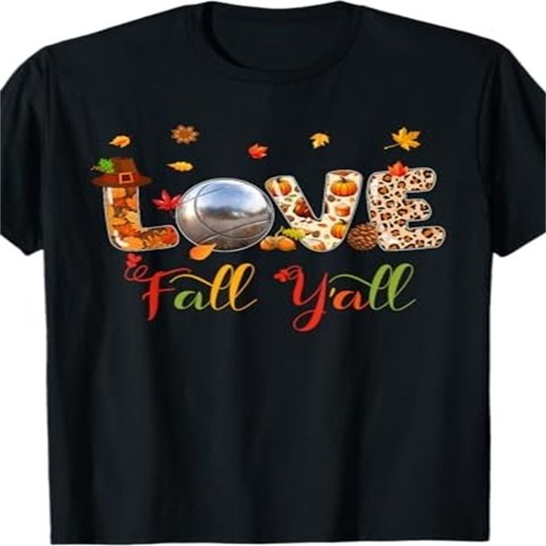 Fall Y'all Thanksgiving Petanque Player Costume Colorful T-Shirt._ecoleips.com