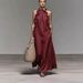 Cross-border Bestseller 2026 Summer Halter Neck Ruffle Sleeveless Loose Slimming Dress With Pockets_ecoleips.com