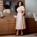 Women's Clothing Round Neck Temperament Elegant Waist Big Swing Puff Sleeve A Line Skirt African Dress_ecoleips.com