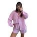 Women's Clothing Striped Cardigan Long Sleeved Ladies Shirt Suit Fashion Shorts Two Piece Suit_ecoleips.com