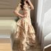 Casual Floral Print Stacked Lotus Leaf Edge Dress Elegant Women's Prom Dress 2026 Summer New V-neck Short Sleeved Evening Dress_ecoleips.com