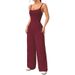 Elegant Sleeveless Wide-Leg Jumpsuit For Women, Soft Milk Silk Textured Lounge To Office One-Piece With Crinkle Texture_ecoleips.com