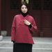 girl Vintage Linen Women's Clothing Sand Washed Ramie Thickened Short Cotton Coat With Side Buttons 3_ecoleips.com