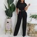 31377 Round Neck Pullover Design Sense Casual Slim Sexy Personality Fashion Women's Pants Set_ecoleips.com